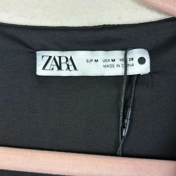 NWT Zara Draped Sparkly Black Dress Long Sleeve size Medium - Picture 10 of 16
